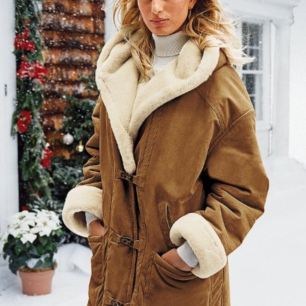 VICTORIA'S SECRET GALLERY SUEDE HEAVY COAT M